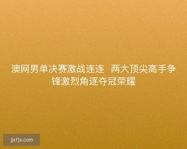 澳网男单决赛激战连连  两大顶尖高手争锋激烈角逐夺冠荣耀