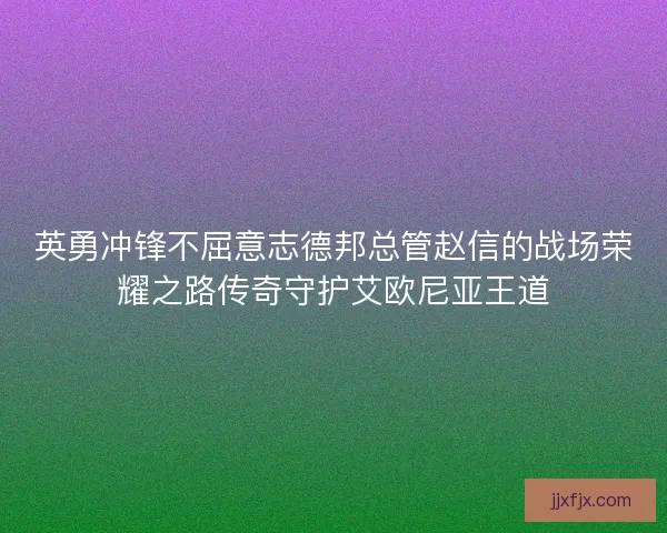 英勇冲锋不屈意志德邦总管赵信的战场荣耀之路传奇守护艾欧尼亚王道